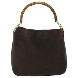 Gucci-GUCCI Bamboo Shoulder Bag Suede 2way Brown 001 3754 1638 Auth ep2097-Brown