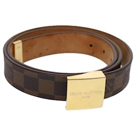 Louis Vuitton-Cinto LOUIS VUITTON Damier Ebene Ceinture Dourado M6944 LV Auth ar10684-Dourado,Outro