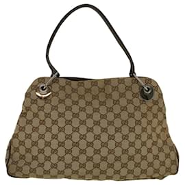 Gucci-GUCCI GG Lona Tote Bag Bege 121023 Auth ki3689-Bege