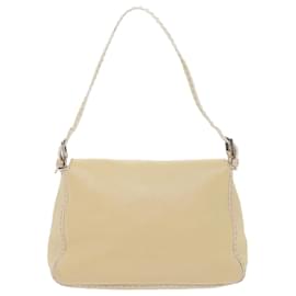 Fendi-FENDI Mamma Baguette Bolsa de Ombro Couro Bege Autenticação10191-Bege