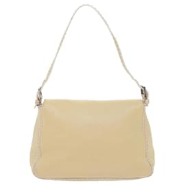 Fendi-FENDI Mamma Baguette Shoulder Bag Leather Beige Auth bs10191-Beige