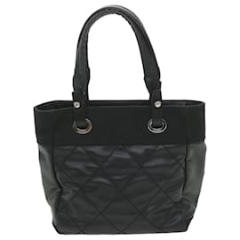 Chanel-CHANEL Paris Biarritz Tote PM Tragetasche Beschichtetes Canvas Schwarz CC Auth ar10719-Schwarz