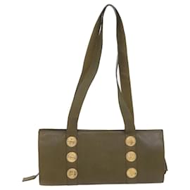 Fendi-FENDI Shoulder Bag Leather Khaki Auth bs9818-Khaki