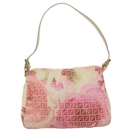 Fendi-Bolsa de ombro FENDI Abobrinha Lona Mamma Baguette Rosa Auth 58332-Rosa