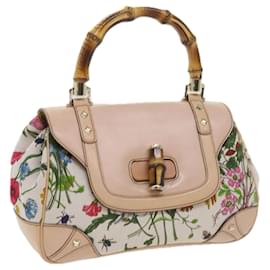 Gucci-GUCCI Bamboo Hand Bag Canvas Multicolor 137351 Auth ar10633b-Multiple colors