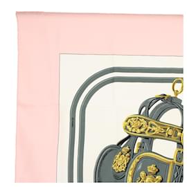 Hermès-HERMES CARRE 90 BRIDES de GALA Scarf Silk Pink Auth bs9716-Pink