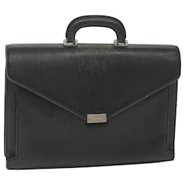 Burberry-BURBERRY Briefcase Leather Black Auth 58915-Black