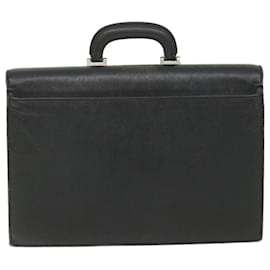 Burberry-BURBERRY Briefcase Leather Black Auth 58915-Black