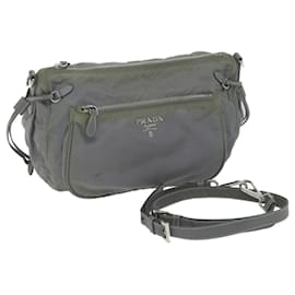 Prada-PRADA Shoulder Bag Nylon Gray Auth 64759-Brown