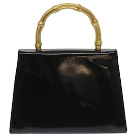 Gucci-GUCCI Bamboo Hand Bag Patent leather Black 005 781 0265 Auth yk10239-Black
