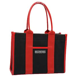 Balenciaga-Bolsa de mão pequena BALENCIAGA Hard Ware em lona preto vermelho 671402 Auth FM3051-Preto,Vermelho
