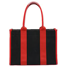 Balenciaga-BALENCIAGA Hard Ware Small Hand Bag Canvas Black Red 671402 Auth FM3051-Black,Red