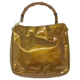 Gucci-GUCCI Bamboo Hand Bag Patent leather Gold Tone 001 2404 Auth ti1440-Other
