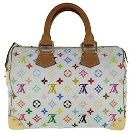 Louis Vuitton-LOUIS VUITTON Monograma Multicolor Speedy 30 Bolsa de mão branca M92643 Autenticação10967-Branco