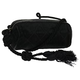 Chanel-CHANEL Shoulder Bag Satin Black CC Auth bs10925-Black