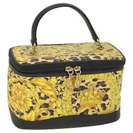 Gianni Versace-Gianni Versace Vanity Cosmetic Pouch Coated Canvas Yellow Auth bs9911-Yellow