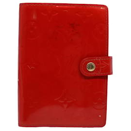 Louis Vuitton-Agenda LOUIS VUITTON Monogram Vernis PM Day Planner Cover Rojo R21016 Auth ki3719-Roja