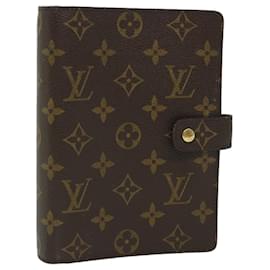 Louis Vuitton-LOUIS VUITTON Monogramm Agenda MM Tagesplaner Cover R20105 LV Auth 56895-Monogramm