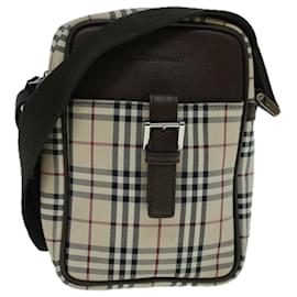 Burberry-BURBERRY Nova Check Shoulder Bag Canvas Beige Brown Auth 56460-Brown,Beige