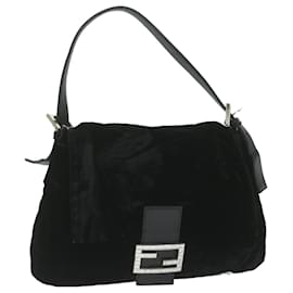 Fendi-FENDI Mamma Baguette Shoulder Bag Velor Black Auth yk10069-Black