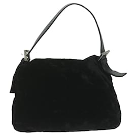 Fendi-FENDI Mamma Baguette Shoulder Bag Velor Black Auth yk10069-Black