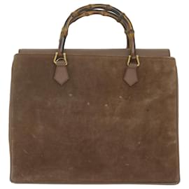 Gucci-GUCCI Bamboo Hand Bag Suede Brown 002 123 0322 Auth ep2828-Brown