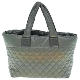 Chanel-CHANEL Cococoon Hand Bag Nylon Gray CC Auth fm3055-Grey