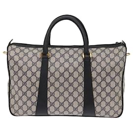 Gucci-GUCCI GG Supreme Sherry Line Boston Bag Navy Red 39 02 041 Auth yk10237-Red,Navy blue