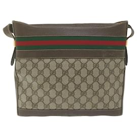 Gucci-GUCCI GG Supreme Web Sherry Line Shoulder Bag Beige 001 110 0938 Auth yk10198-Beige