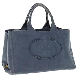 Prada-PRADA Canapa GM Tote Bag Canvas Navy Auth yk10287-Navy blue