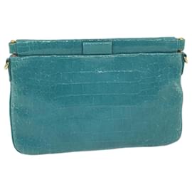 Miu Miu-Miu Miu Shoulder Bag Coated Canvas Turquoise Blue Auth bs11022-Other