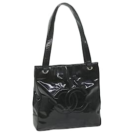 Chanel-CHANEL Shoulder Bag Patent Leather Black CC Auth bs10927-Black
