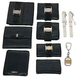 Salvatore Ferragamo-Salvatore Ferragamo Key Holder Wallet Leather 10Set Black White Auth ar10910-Black,White