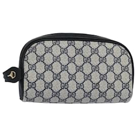 Gucci-GUCCI GG Supreme Pouch PVC Pelle Navy Auth ep2829-Blu navy