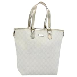 Gucci-GUCCI GG Supreme Tote Bag PVC Leather White 189896 auth 62761-White