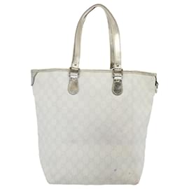 Gucci-GUCCI GG Supreme Tote Bag PVC Leather White 189896 auth 62761-White