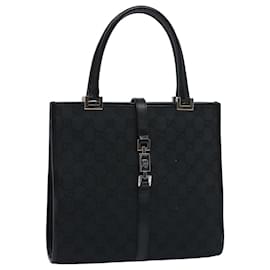Gucci-GUCCI Jackie GG Canvas Hand Bag Black 002 1065 Auth am5495-Black