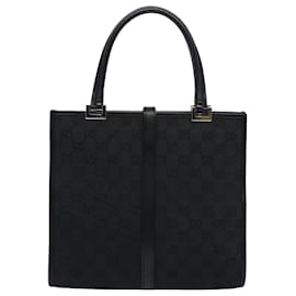 Gucci-GUCCI Jackie GG Canvas Hand Bag Black 002 1065 Auth am5495-Black