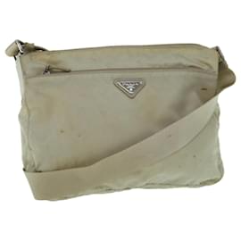 Prada-PRADA Shoulder Bag Nylon Cream Auth 62773-Cream