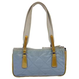 Prada-PRADA Hand Bag Nylon Enamel Light Blue Auth 62677-Light blue