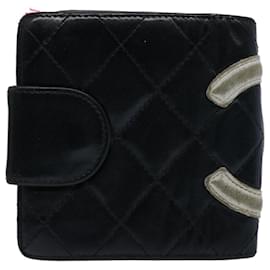 Chanel-CHANEL Cambon Line Wallet Leather Black CC Auth 62877-Black