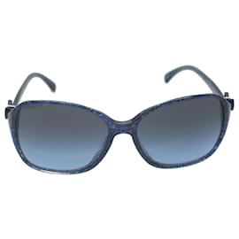 Chanel-CHANEL Sunglasses Plastic Blue CC Auth am5415-Blue