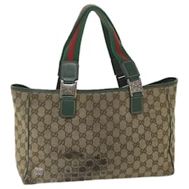 Gucci-GUCCI GG Canvas Web Sherry Line Tote Bag Beige Red Green 145758 auth 63256-Red,Beige,Green