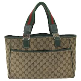 Gucci-GUCCI GG Canvas Web Sherry Line Tote Bag Beige Rojo Verde 145758 autenticación 63256-Roja,Beige,Verde