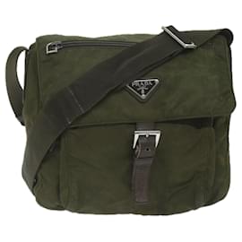 Prada-PRADA Shoulder Bag Nylon Khaki Auth 63182-Khaki