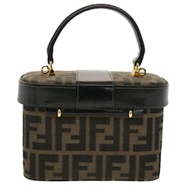 Fendi-FENDI Zucca Bolso de mano de lona Nailon 2manera Marrón Negro Auth am4252UNA-Castaño,Negro