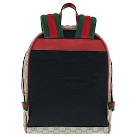 Gucci-GUCCI GG Supreme Web Sherry Line Backpack Beige Red Green 495621 Auth bs10946-Red,Beige,Green