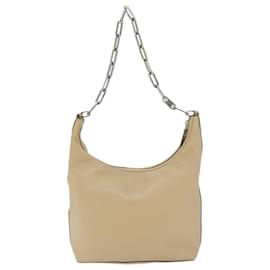 Gucci-GUCCI Chain Shoulder Bag Leather Beige 001 3874 2404 auth 62334-Beige