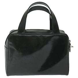 Gucci-GUCCI Interlocking Hand Bag Patent leather Black Auth ar11228-Black