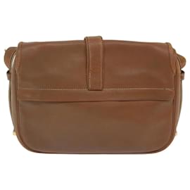 Hermès-HERMES Noumea Shoulder Bag Leather Brown Auth bs10684-Brown